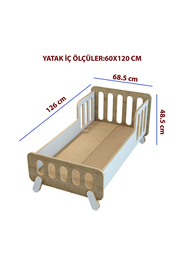 Somfy Montessori Ahşap Bebek Yatağı/Çocuk Yatağı/ Demonte /60 cm x 120 cm
